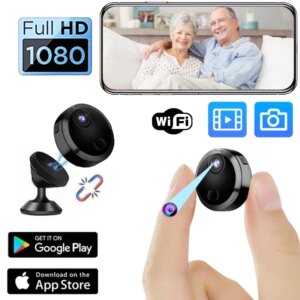 HDQ15-Mini caméra de surveillance sans fil WiFi 1080p, dispositif de sécurité domestique intelligent, avec vision nocturne et télécommande